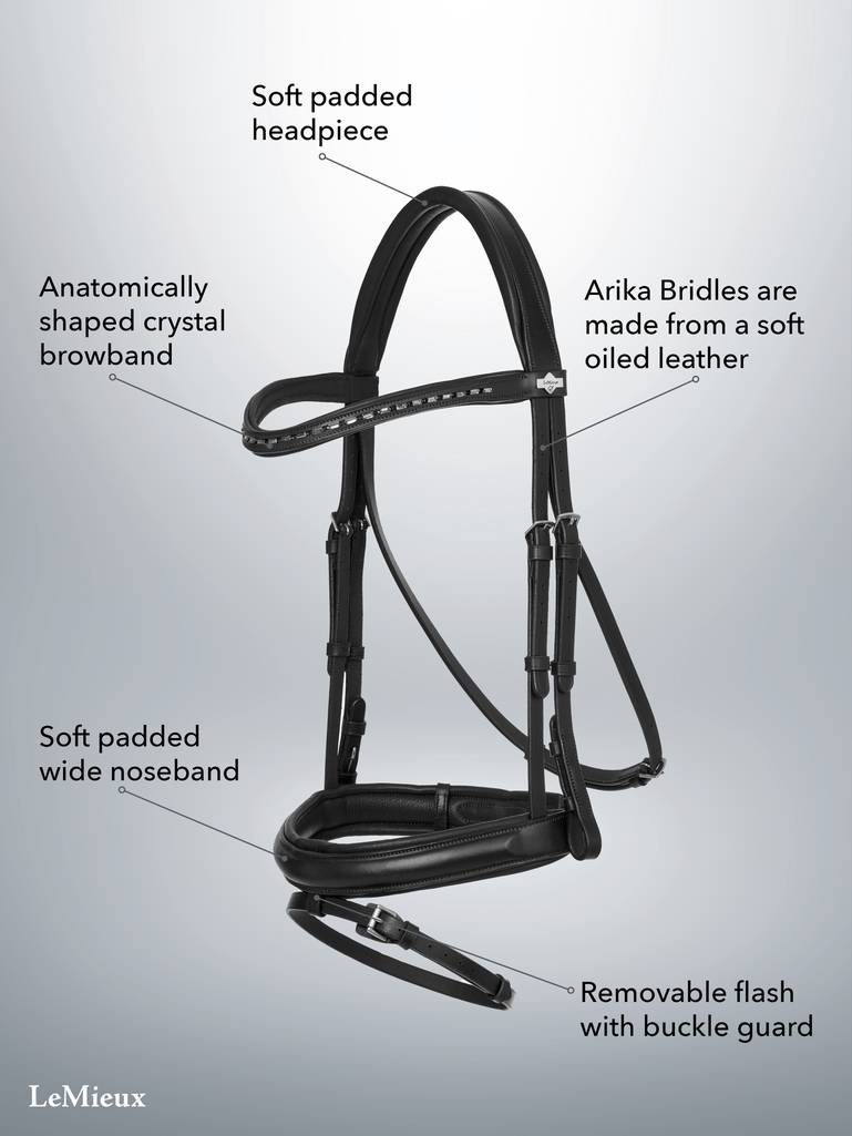 LeMieux Arika Dressage Bridle Black/Silver - Image 4