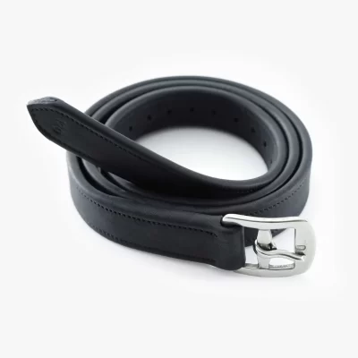Premier Equine German Aniline Stirrup Leathers-Black-54" 135cm