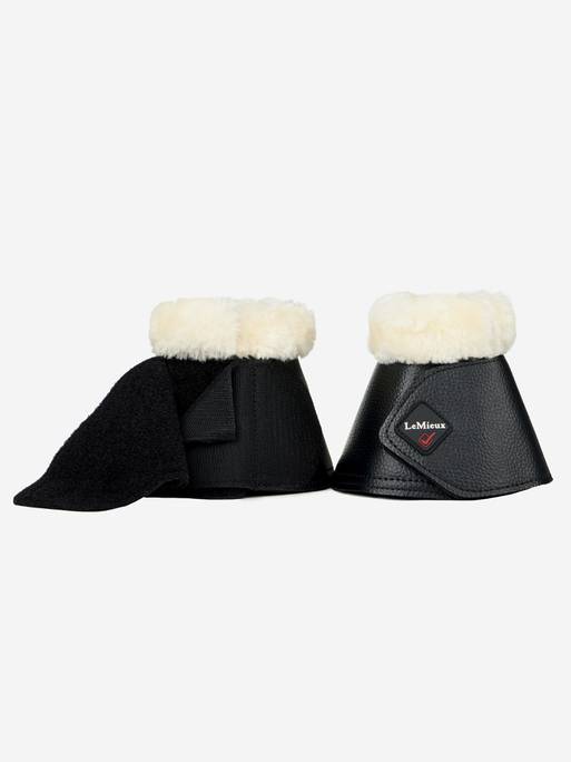 LeMieux Fleece WrapRound Over Reach Boots Black/Natural - Image 2