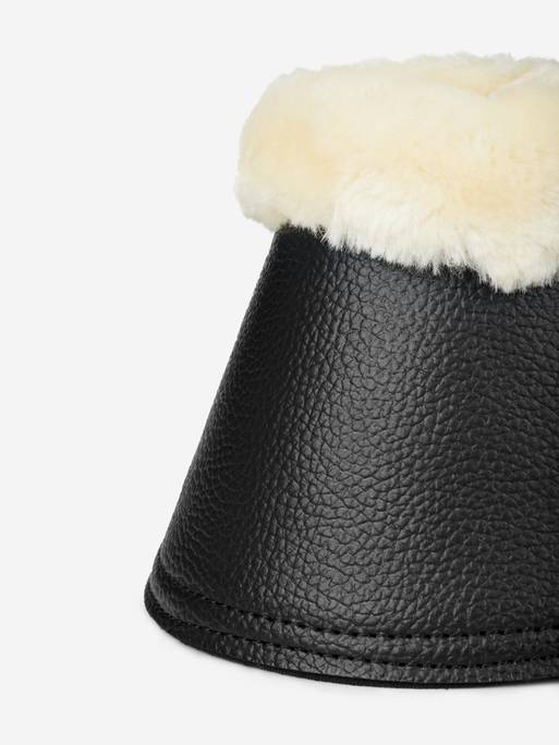 LeMieux Fleece WrapRound Over Reach Boots Black/Natural - Image 4