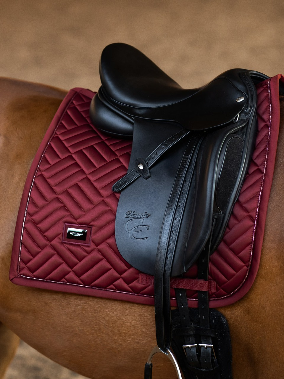Equestrian Stockholm Dressage Saddle Pad Modern Bordeaux - Image 2