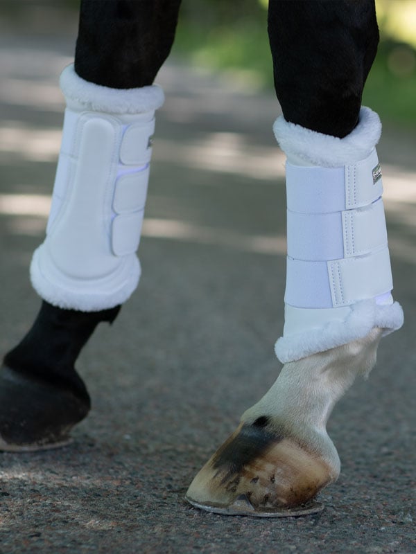 Equestrian Stockholm Brushing Boots White Silver - Image 4