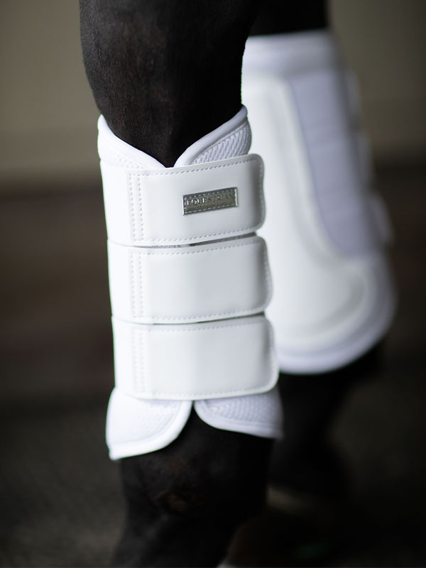 Equestrian Stockholm Mesh Brushing Boots White Silver - Image 2