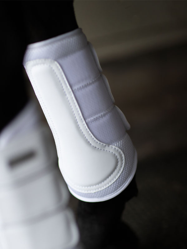 Equestrian Stockholm Mesh Brushing Boots White Silver - Image 4