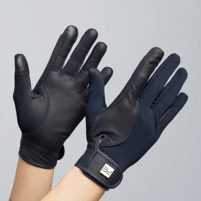 Premier Equine Bordoni Leather Mesh Riding Gloves Navy