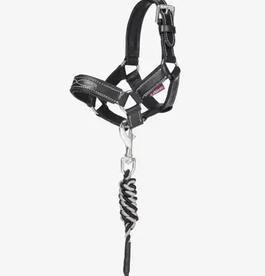 Toy Pony Leather Headcollar & Leadrope Black-