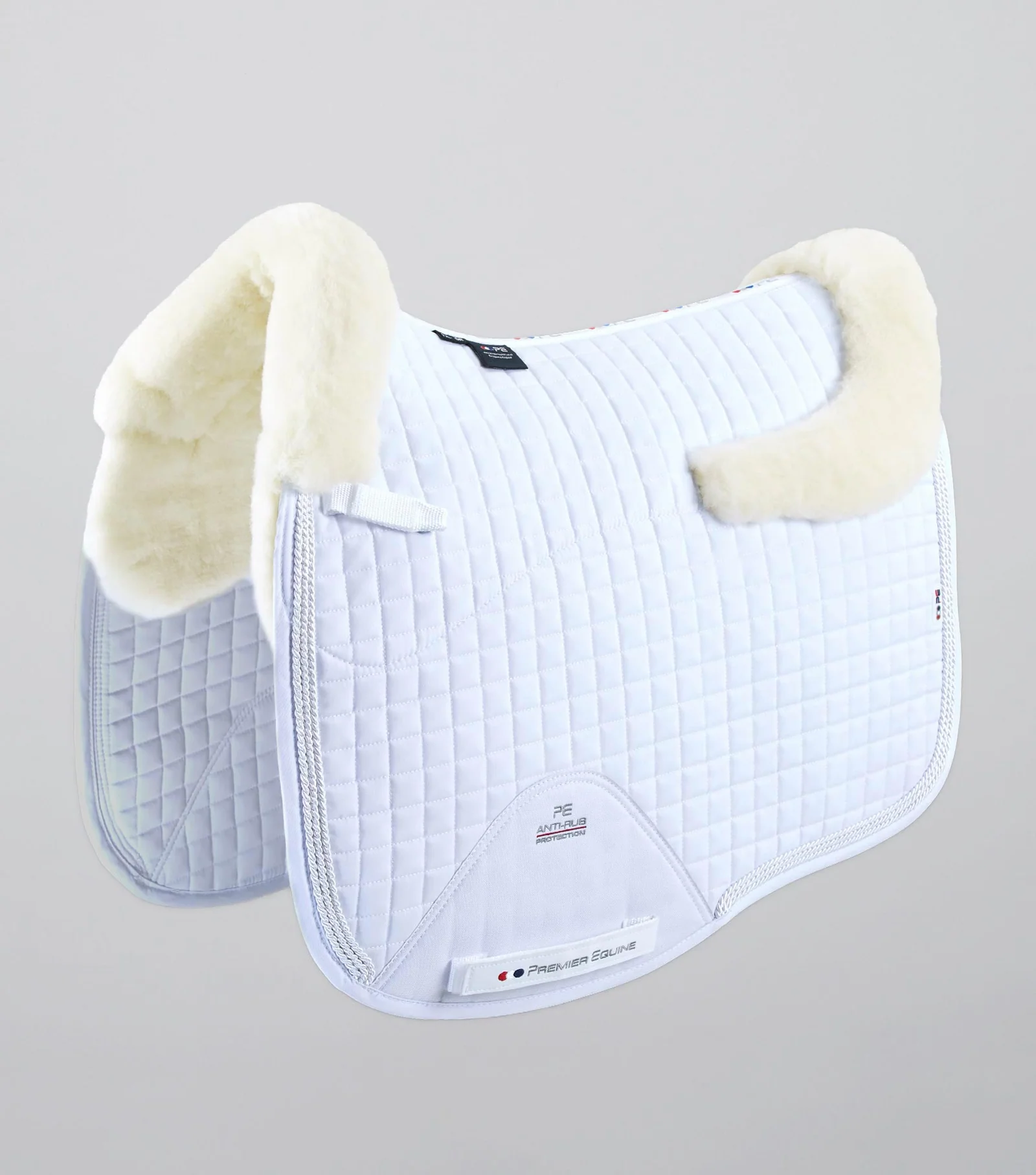 Close Contact Merino Wool European Saddle Pad - Dressage Square White/Natural Wool-Full Size