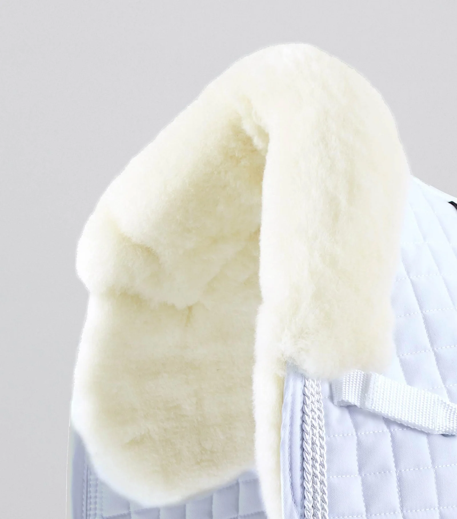 Close Contact Merino Wool European Saddle Pad - Dressage Square White/Natural Wool-Full Size - Image 4