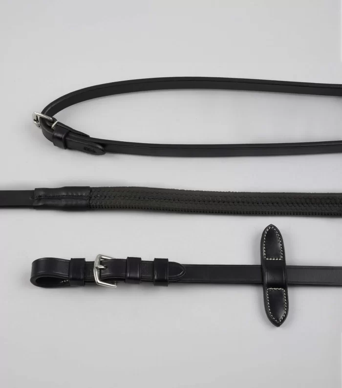 Challenger Western 8-Foot Brown Leather Barrel Reins With Black Rubber Grip – Rust-Free Snaps