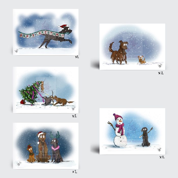 Waggy Christmas Card Set (Pack of 10 cards)