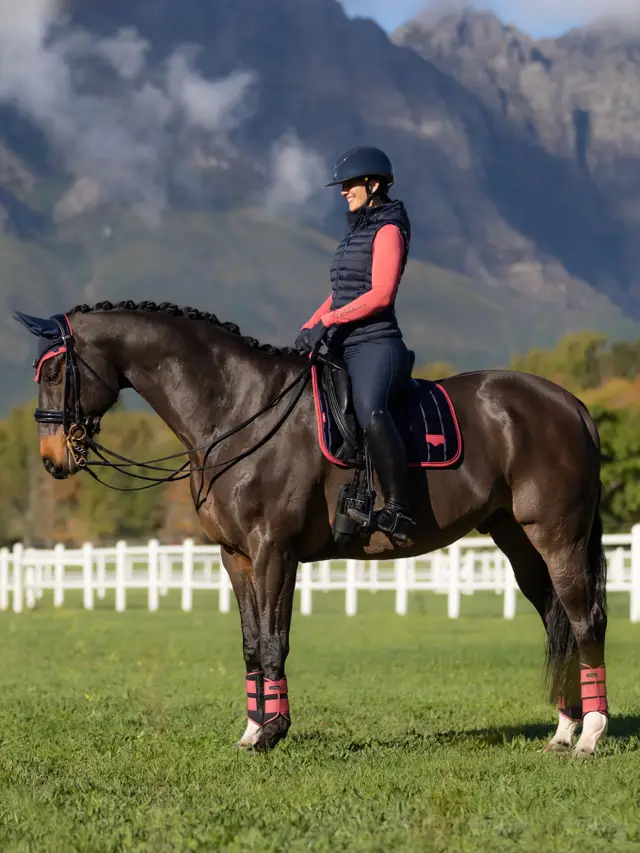 Loire Classic Dressage Square Navy/Cranberry - Image 4