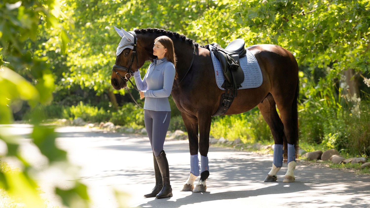 LeMieux Suede Dressage Square Powder Blue - Image 2